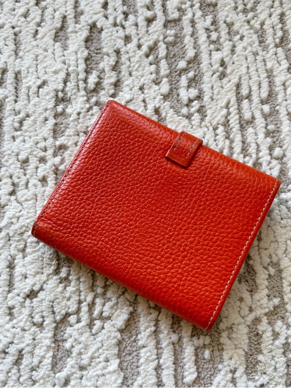 Vintage Hermes Orange Grained Leather Card Holder - Picture 2 of 8